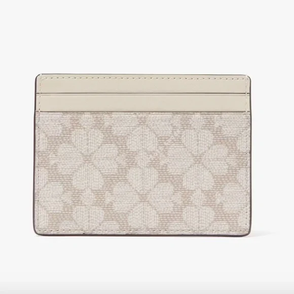 NEW Kate Spade Signature Spade Flower Madison Small Slim Card Holder Dark Beige - Picture 6 of 6